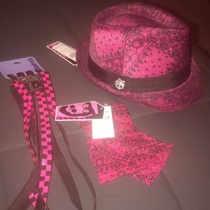 Monster High hat, wrist bands and suspenders
